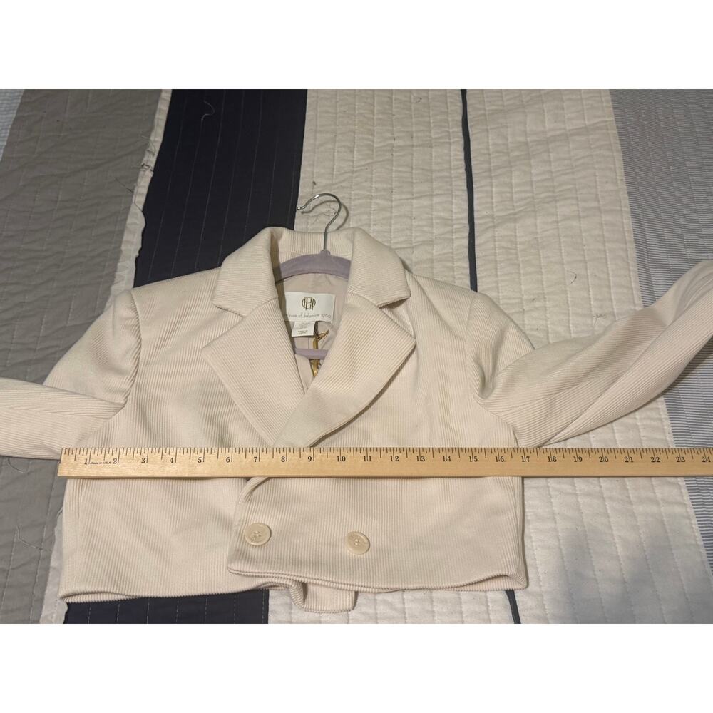 House of Harlow 1960 XS Cream Corduroy Cropped Blazer Double Breasted Ivory - Picture 5 of 10